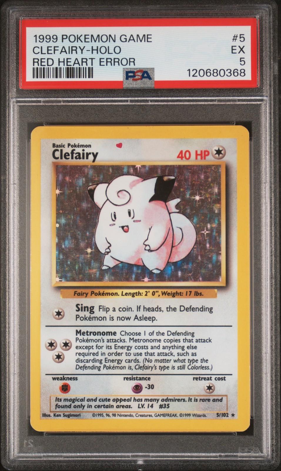 Base Set Clefairy [Red-Heart-Error] Pokémon card